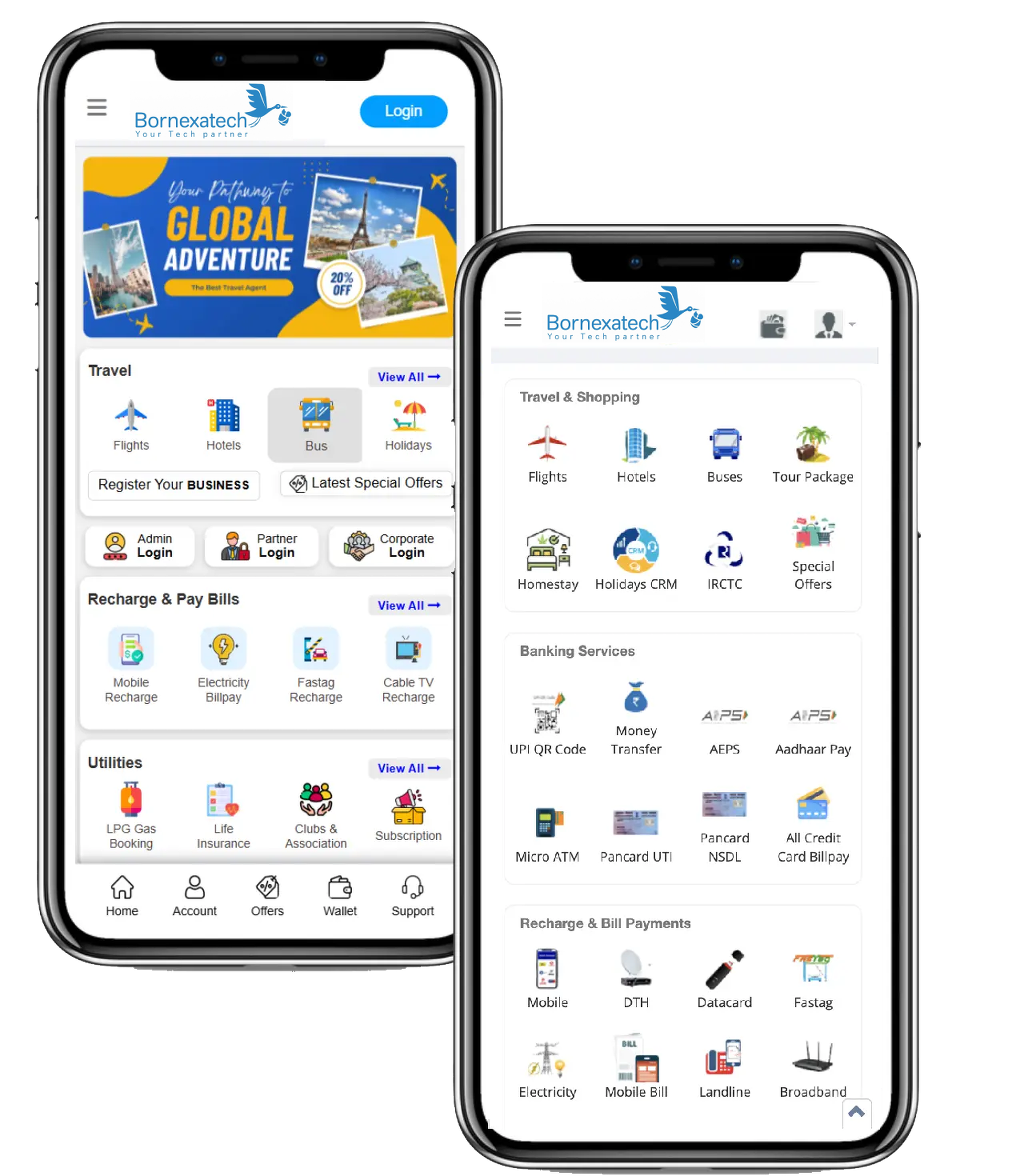 Bornexa Tech Mobile App Mockup